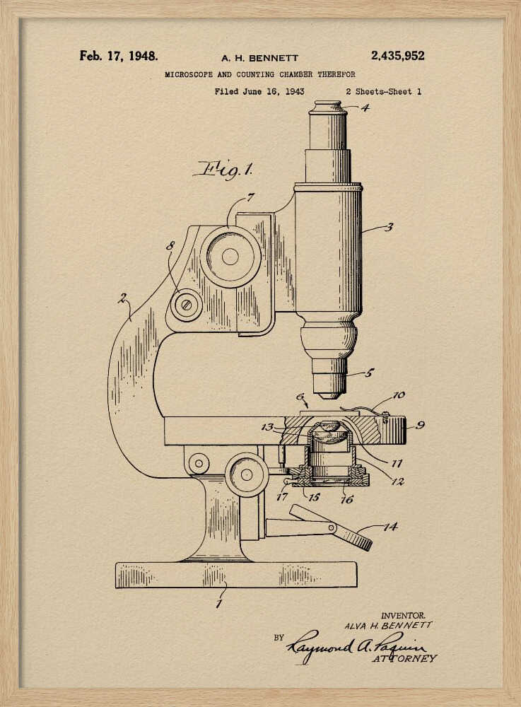 Microscope Patent 1948 - Poster / Art Print