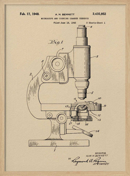 Microscope Patent 1948 - Poster / Art Print