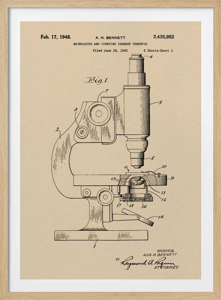 Microscope Patent 1948 - Poster / Art Print
