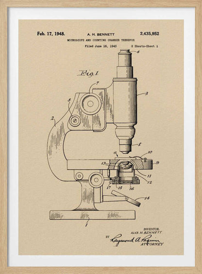 Microscope Patent 1948 - Poster / Art Print