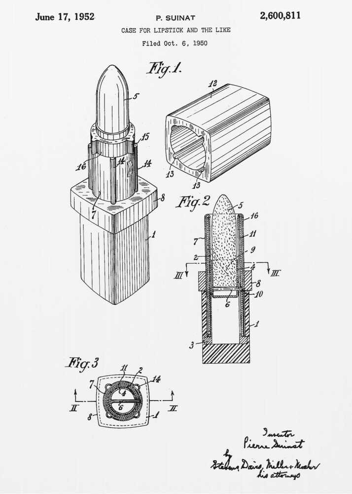 Case for Lipstick Patent 1952 - Poster / Art Print
