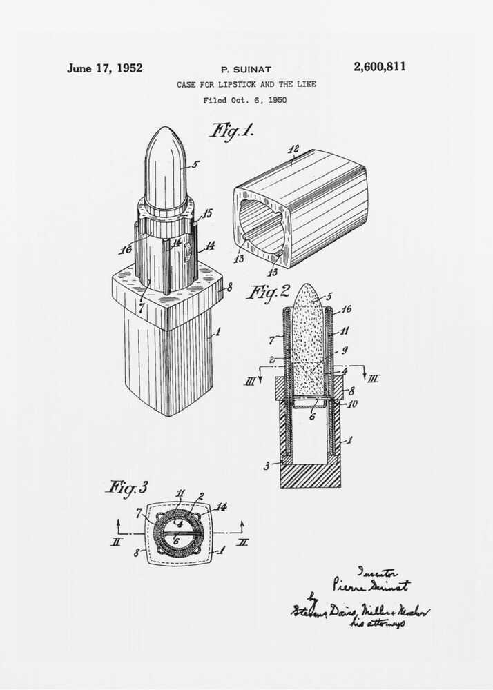 Case for Lipstick Patent 1952 - Poster / Art Print