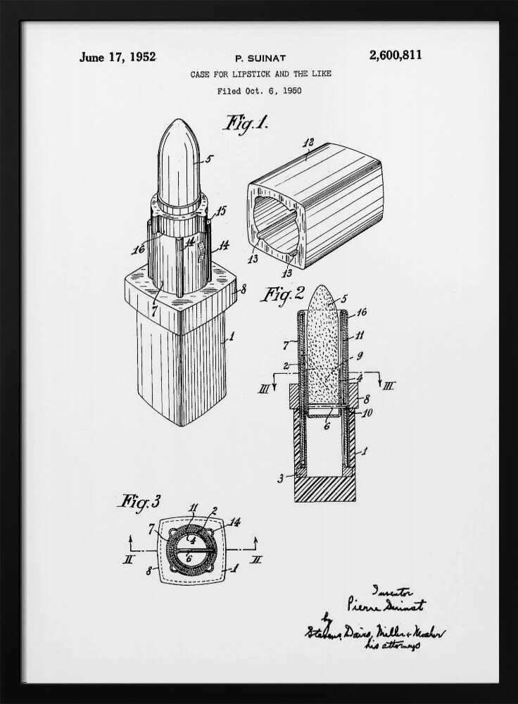 Case for Lipstick Patent 1952 - Poster / Art Print
