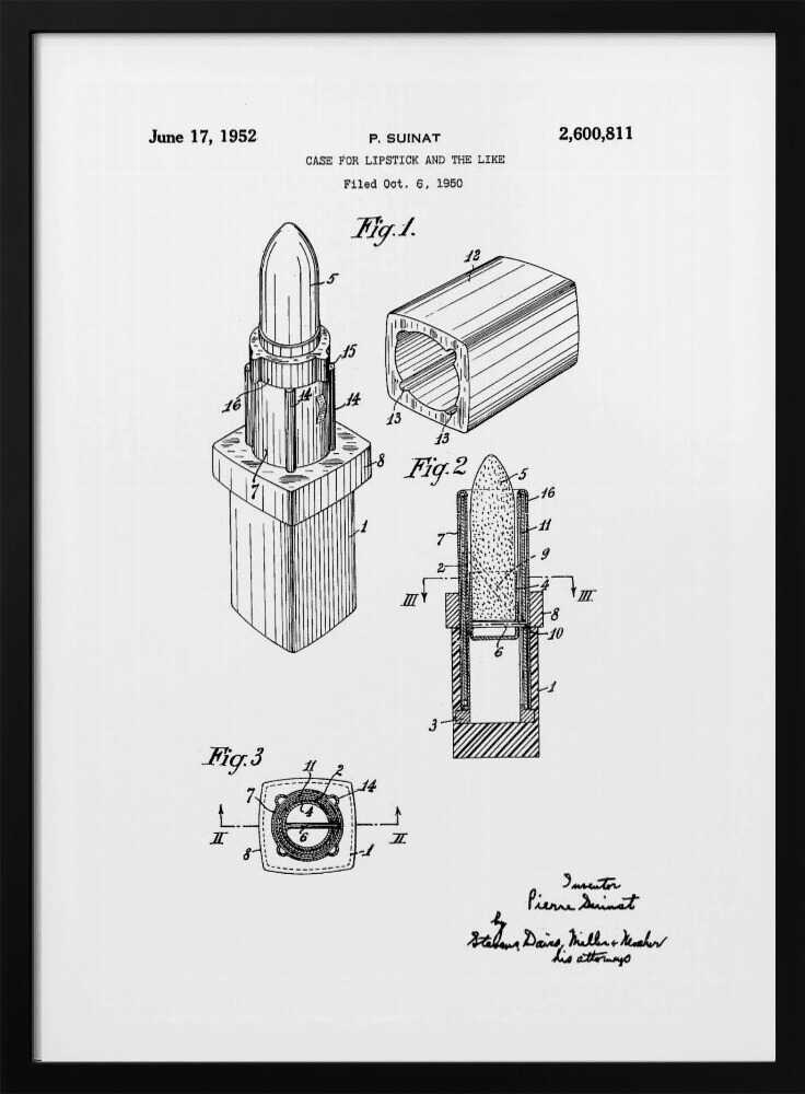 Case for Lipstick Patent 1952 - Poster / Art Print