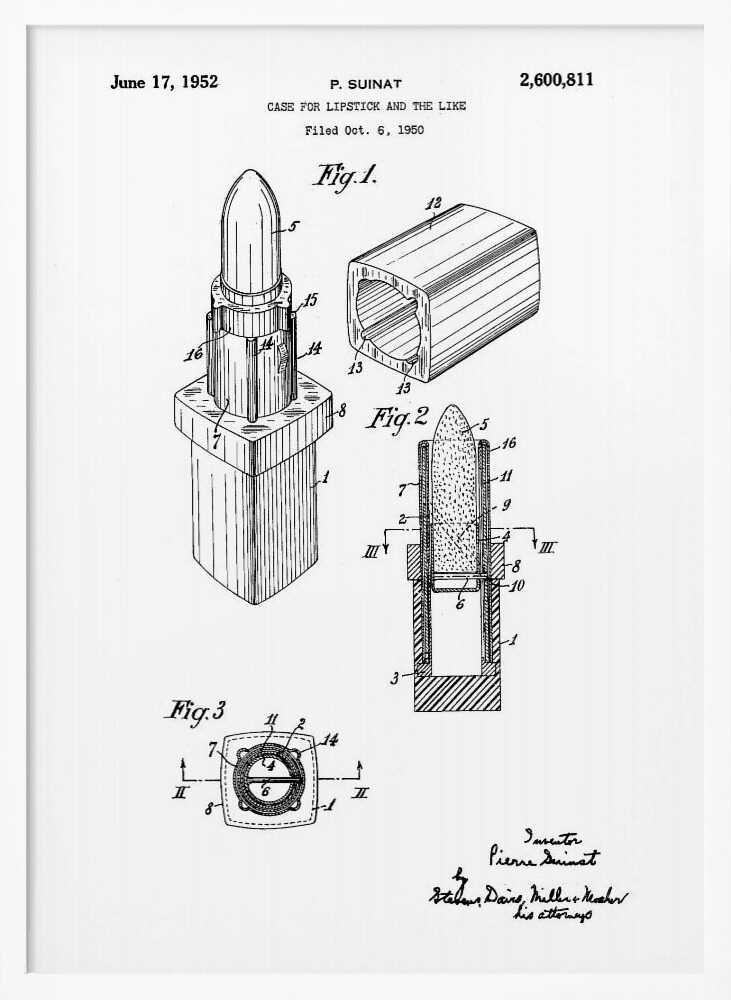 Case for Lipstick Patent 1952 - Poster / Art Print