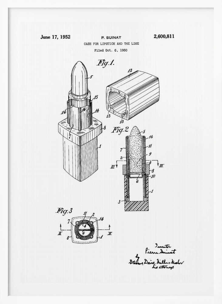 Case for Lipstick Patent 1952 - Poster / Art Print