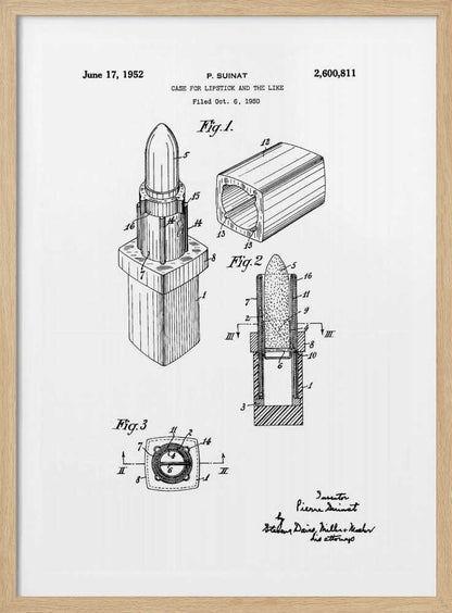 Case for Lipstick Patent 1952 - Poster / Art Print