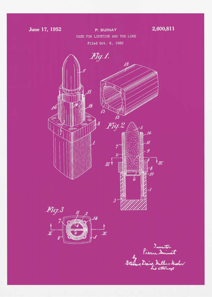 Case for Lipstick Patent 1952 - Poster / Art Print