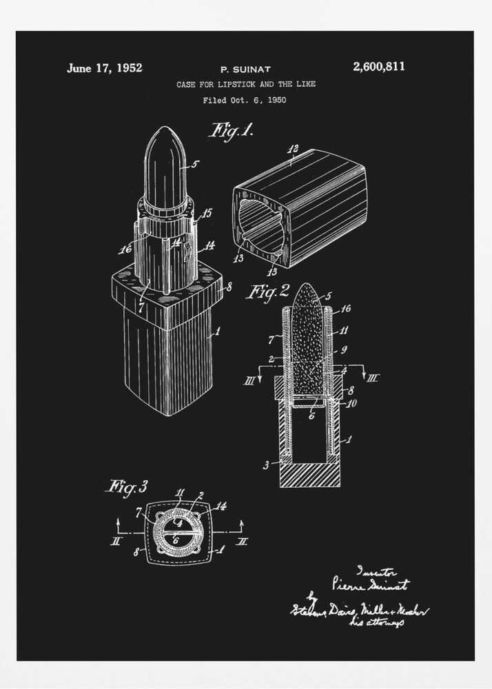 Case for Lipstick Patent 1952 - Poster / Art Print