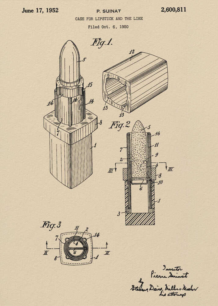Case for Lipstick Patent 1952 - Poster / Art Print