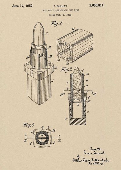 Case for Lipstick Patent 1952 - Poster / Art Print
