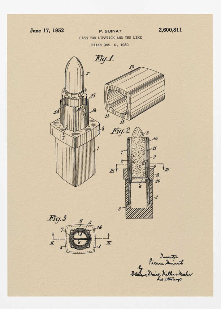 Case for Lipstick Patent 1952 - Poster / Art Print