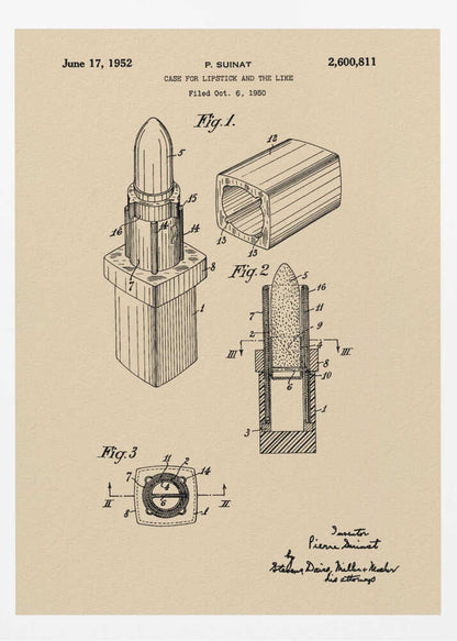 Case for Lipstick Patent 1952 - Poster / Art Print