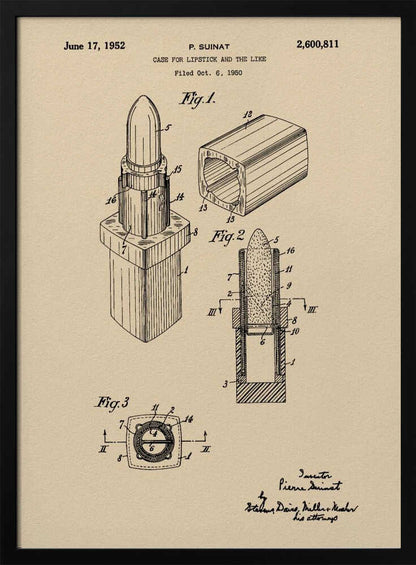 Case for Lipstick Patent 1952 - Poster / Art Print