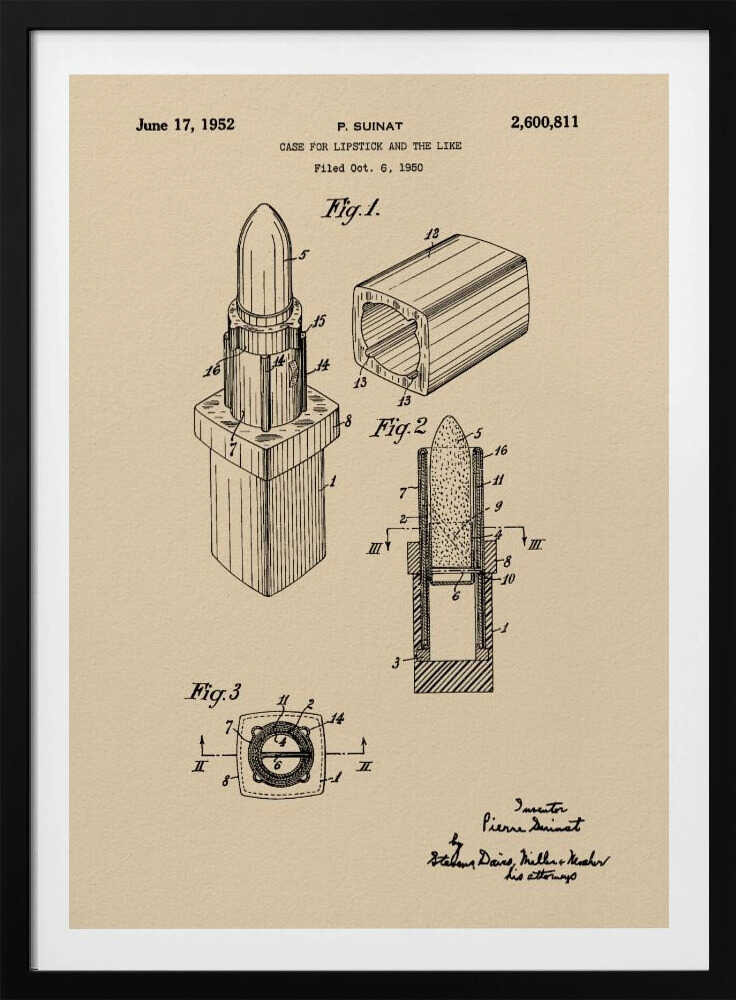 Case for Lipstick Patent 1952 - Poster / Art Print