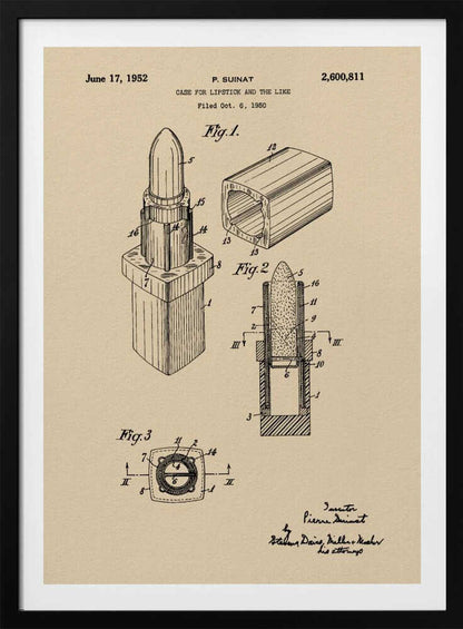 Case for Lipstick Patent 1952 - Poster / Art Print