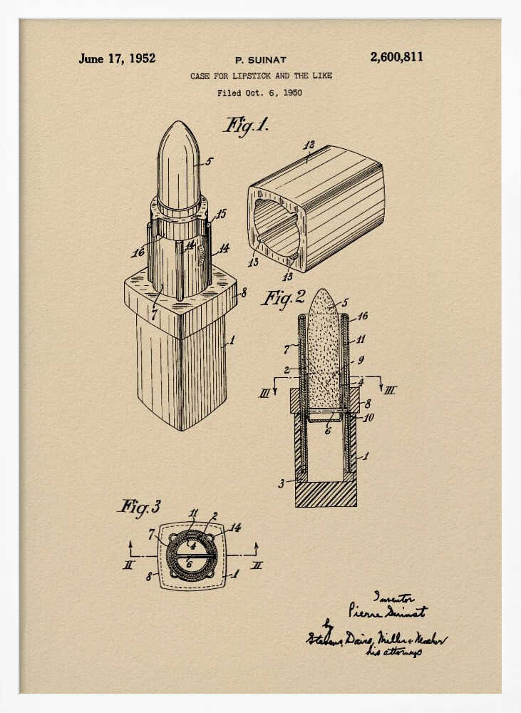 Case for Lipstick Patent 1952 - Poster / Art Print