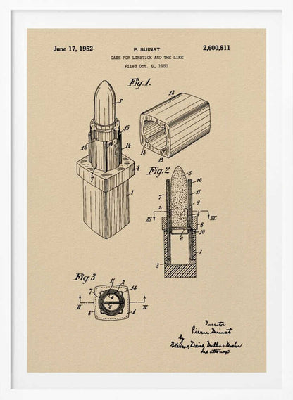 Case for Lipstick Patent 1952 - Poster / Art Print