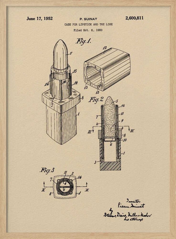 Case for Lipstick Patent 1952 - Poster / Art Print