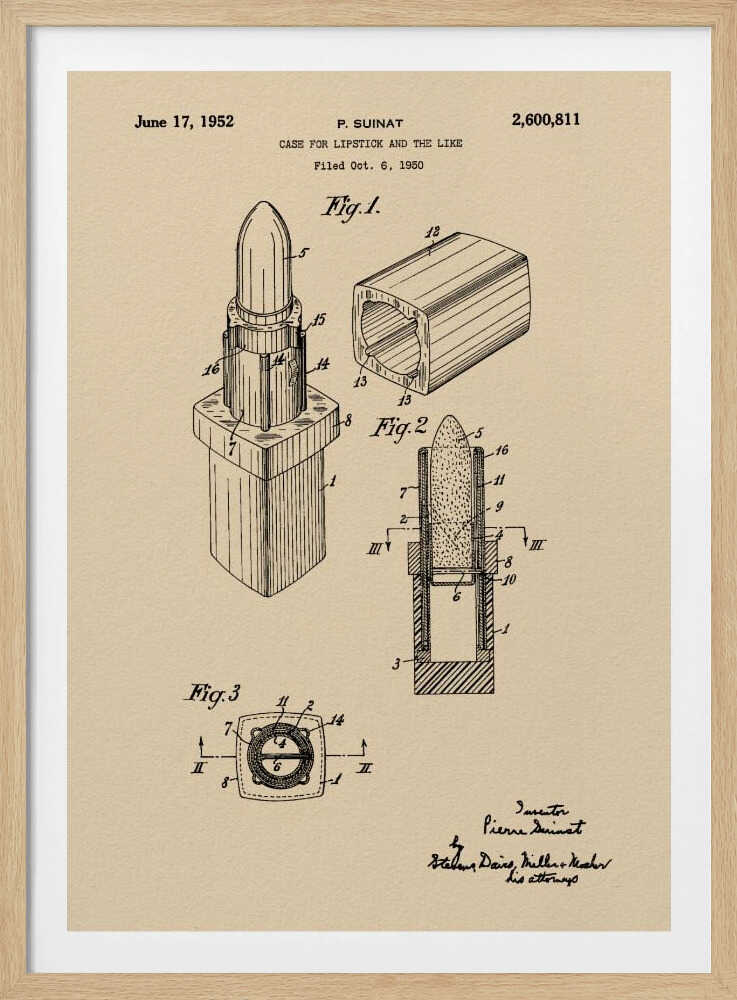 Case for Lipstick Patent 1952 - Poster / Art Print