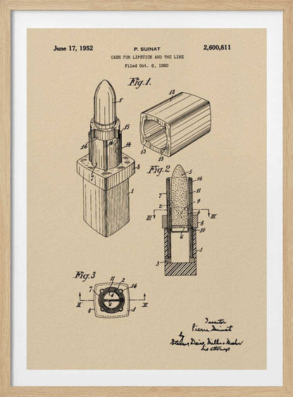 Case for Lipstick Patent 1952 - Poster / Art Print