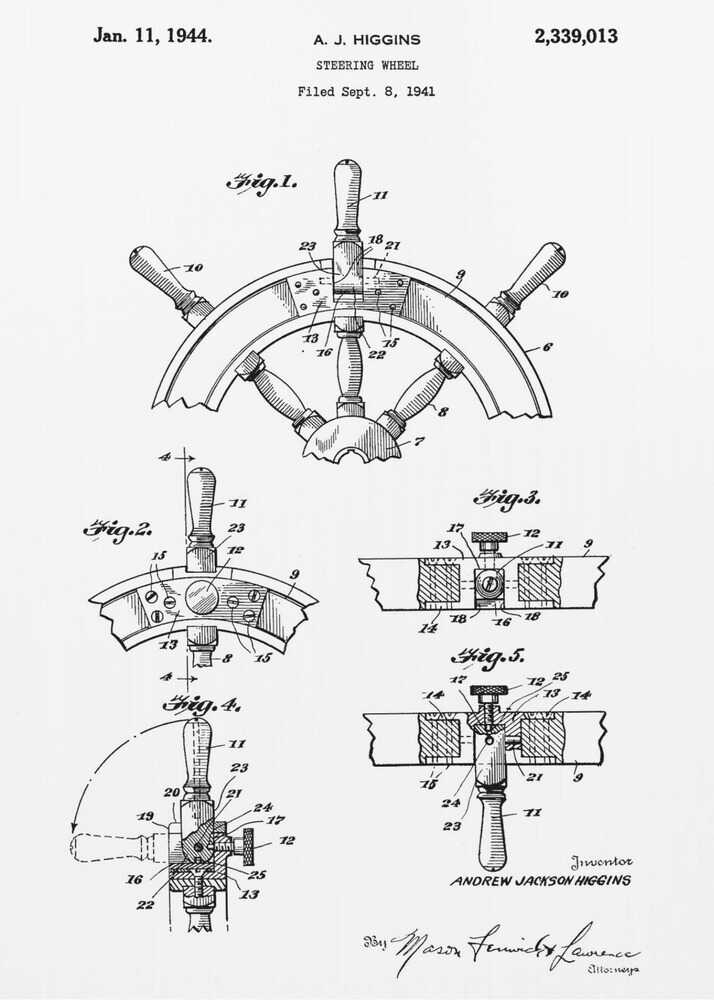 Steering Wheel Patent 1941 - Poster / Art Print