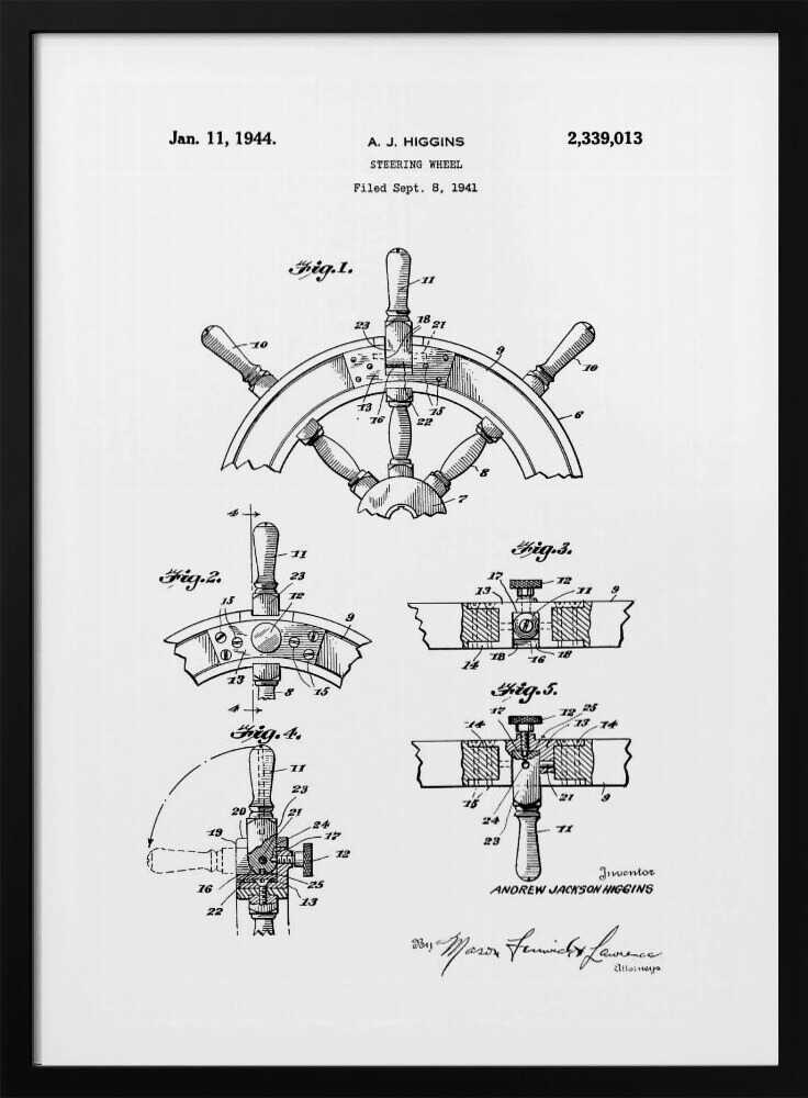 Steering Wheel Patent 1941 - Poster / Art Print