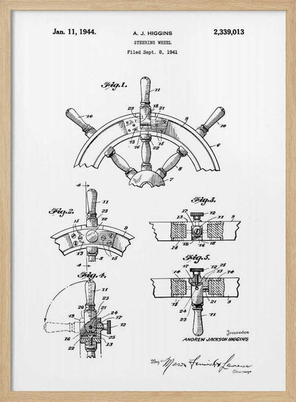 Steering Wheel Patent 1941 - Poster / Art Print