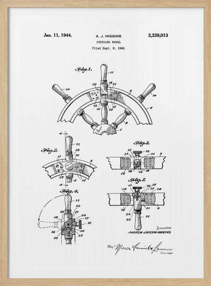 Steering Wheel Patent 1941 - Poster / Art Print