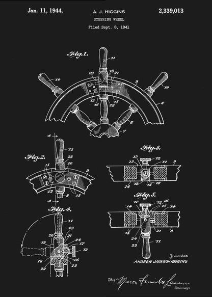 Steering Wheel Patent 1941 - Poster / Art Print