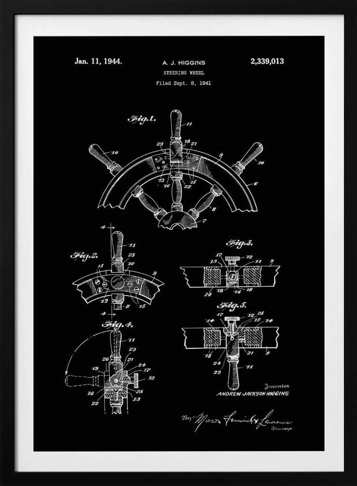 Steering Wheel Patent 1941 - Poster / Art Print