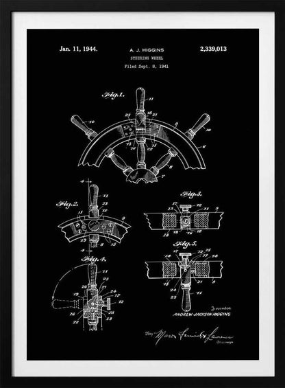 Steering Wheel Patent 1941 - Poster / Art Print