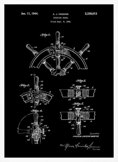 Steering Wheel Patent 1941 - Poster / Art Print