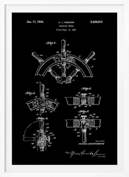 Steering Wheel Patent 1941 - Poster / Art Print