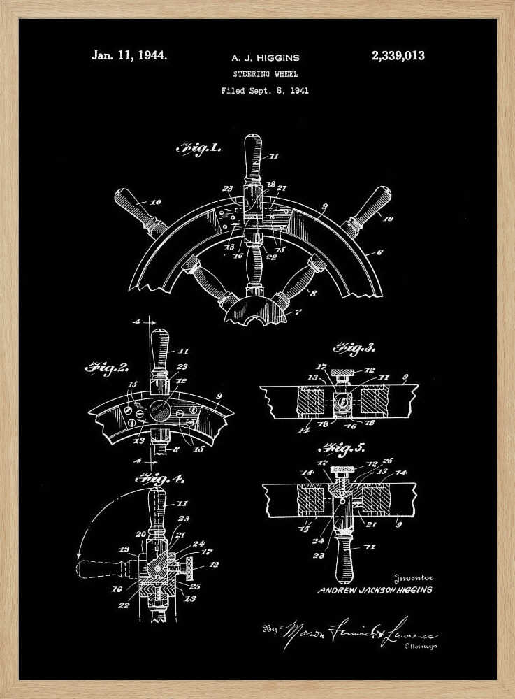 Steering Wheel Patent 1941 - Poster / Art Print