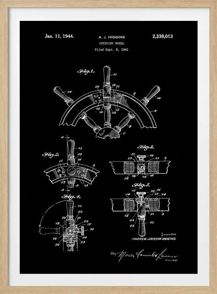 Steering Wheel Patent 1941 - Poster / Art Print