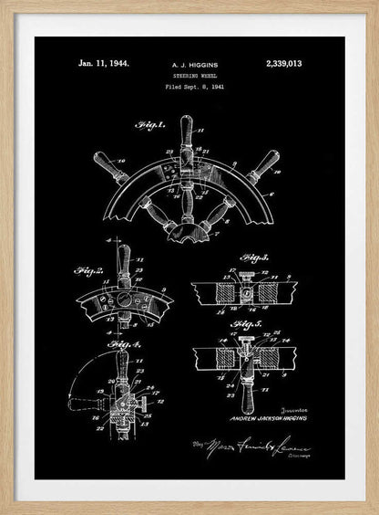 Steering Wheel Patent 1941 - Poster / Art Print