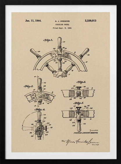 Steering Wheel Patent 1941 - Poster / Art Print