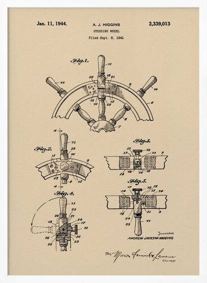 Steering Wheel Patent 1941 - Poster / Art Print