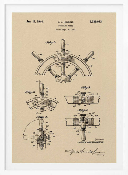 Steering Wheel Patent 1941 - Poster / Art Print