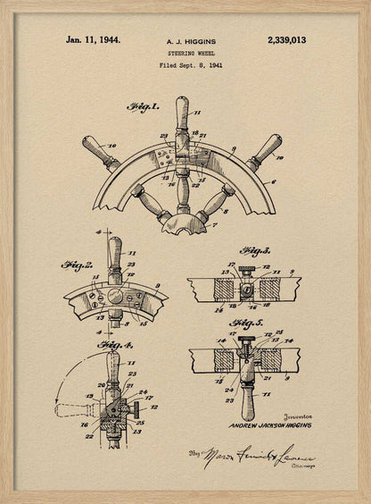 Steering Wheel Patent 1941 - Poster / Art Print