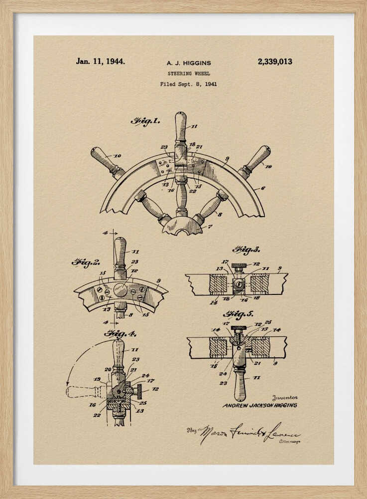 Steering Wheel Patent 1941 - Poster / Art Print