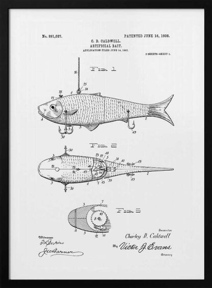 Artificial Bait Patent 1908 - Poster / Art Print