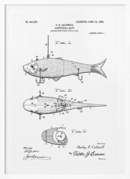 Artificial Bait Patent 1908 - Poster / Art Print