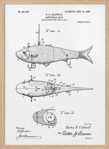 Artificial Bait Patent 1908 - Poster / Art Print
