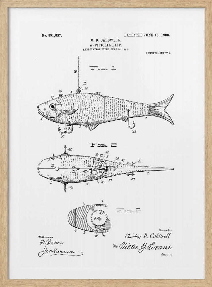 Artificial Bait Patent 1908 - Poster / Art Print