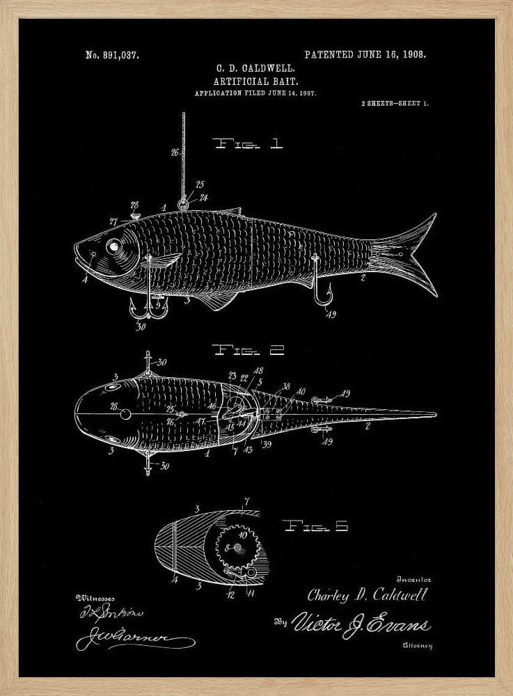 Artificial Bait Patent 1908 - Poster / Art Print