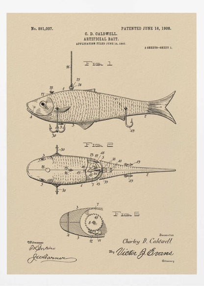 Artificial Bait Patent 1908 - Poster / Art Print