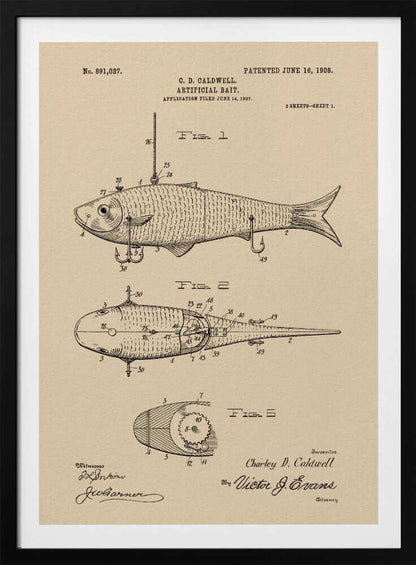 Artificial Bait Patent 1908 - Poster / Art Print