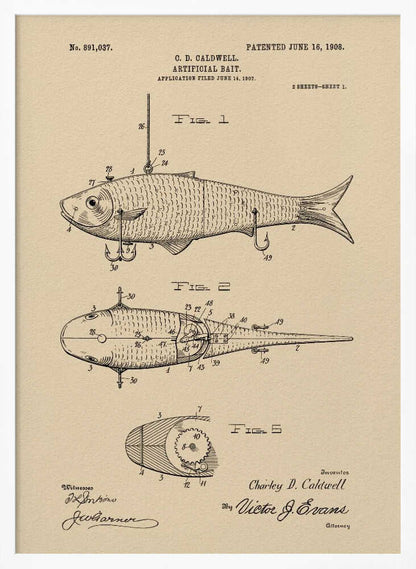Artificial Bait Patent 1908 - Poster / Art Print